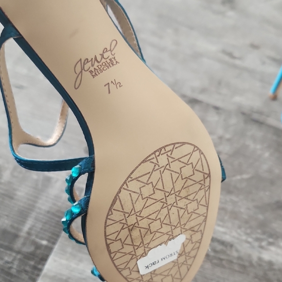 Jewel Badgley Mischka Turquoise Strappy Heels - Picture 4 of 8